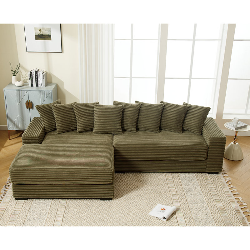 Pettisville 2 - Piece Upholstery Sofa, Green Corduroy, Left Hand Facing