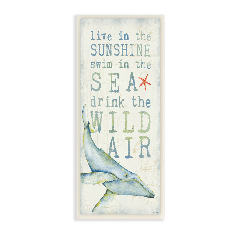 « soleil sea wild air baleine », impression, H 17 po x l 7 po x P 0,5 po, Plaque murale