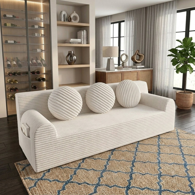 Canapé 71 po pour salon avec mousse à mémoire de forme profonde, canapé-lit confortable pour petits espaces, chambre à coucher, appartement, sans assemblage requis, blanc