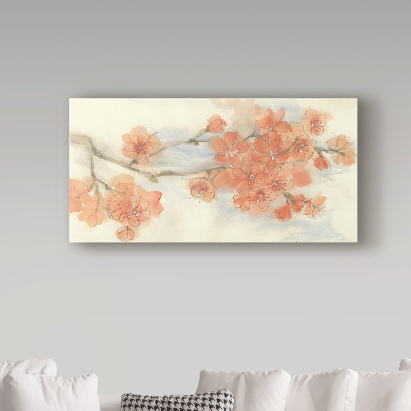 Reproduction d’art sur toile, "Peach Blossom I" par Chris Paschke, H 24 po x l 47 po x P 2 po