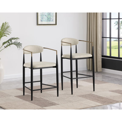 Bobbi Fabric Upholstered Bar Chair (Set Of 2) by Everly Quinn