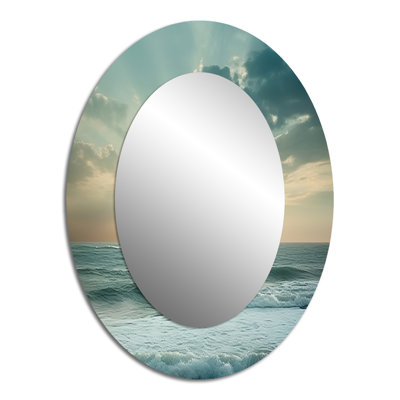 Coastal Waves Scenery View - Coastal Oval Wall Mirror