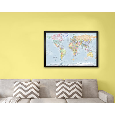 Carte du monde magnétique encadrée