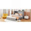 Lit escamotable double avec tiroir et un ensemble de prises et ports USB, structure à poulie, gris