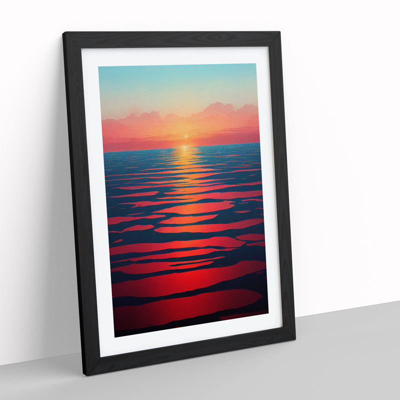 XV1022-4814X Unbeatable Ocean Sunset - Print, White, 66cm H x 48cm W, Black Framed Paper