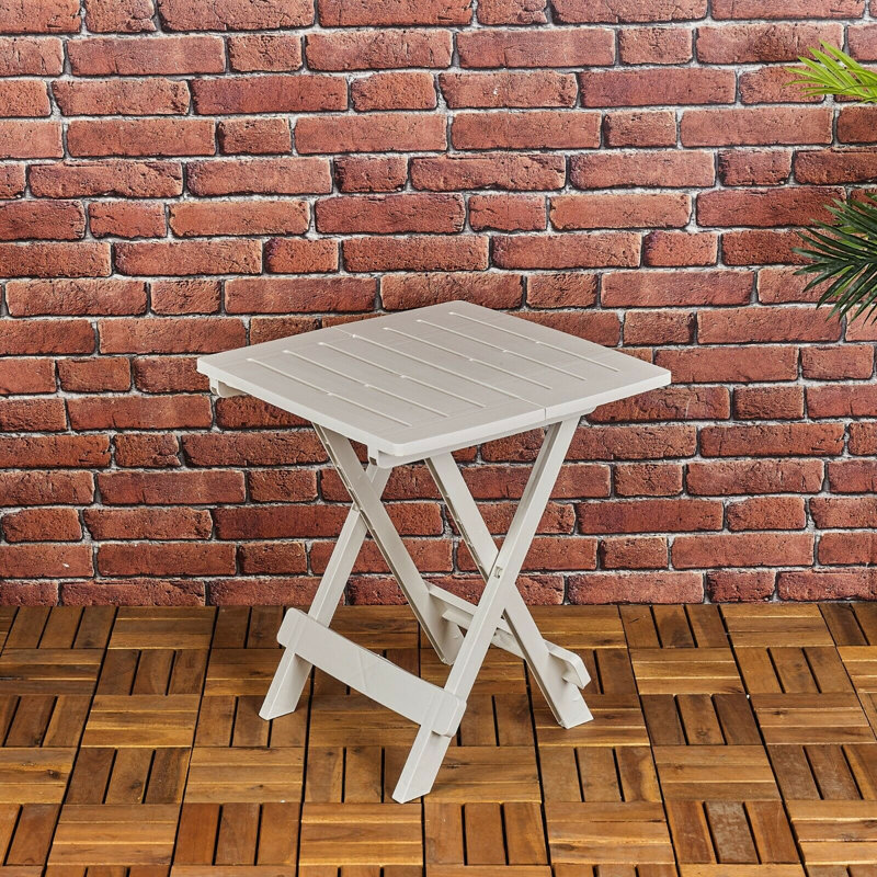 Aji Folding Plastic Garden Table, White, 72cm H x 79cm W x 79cm D