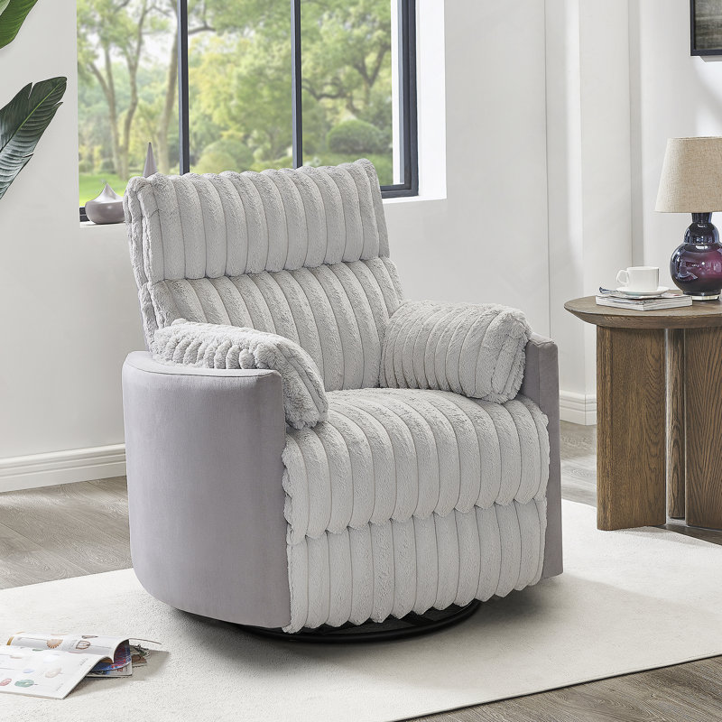 Fauteuil inclinable manuel en velours côtelé gris Bocaton, Gris