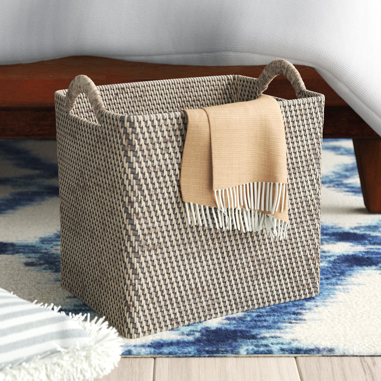 Beachcrest Home Simran Rectangular Decorative Rattan Storage Basket ...