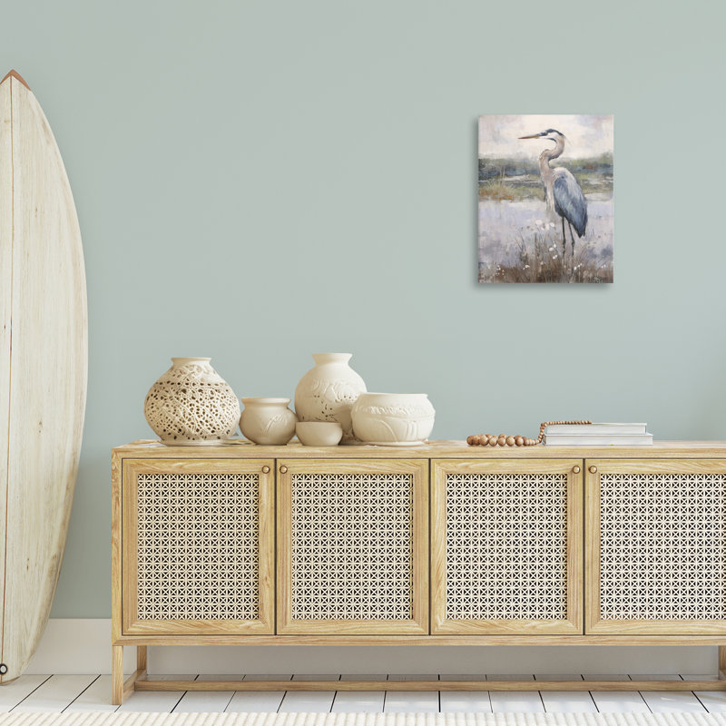 «Coastal Heron on Riverbank» par Nina Blue, H 20 po x l 16 po