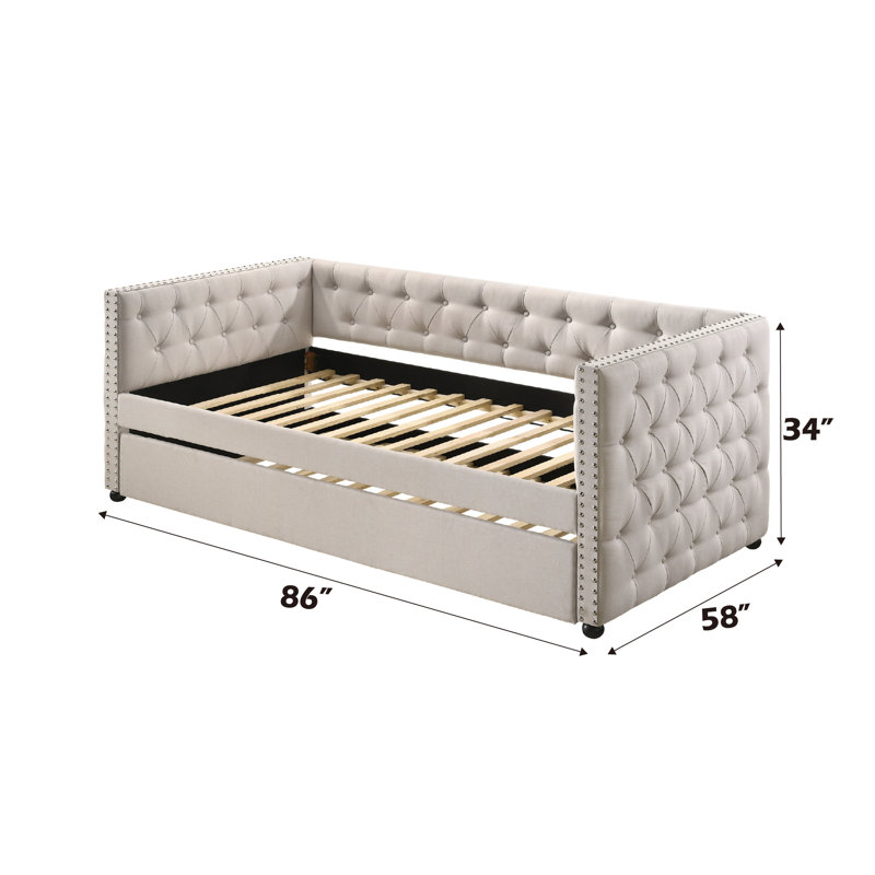 Romona Daybed with Trundle, Beige, Full