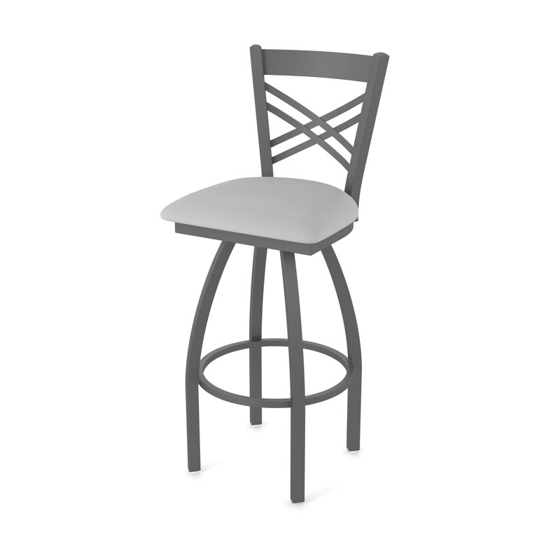 820 Catalina Swivel Stool, Pewter, Vinyl-Canter Folkstone Gray, Bar Stool (30" Seat Height)