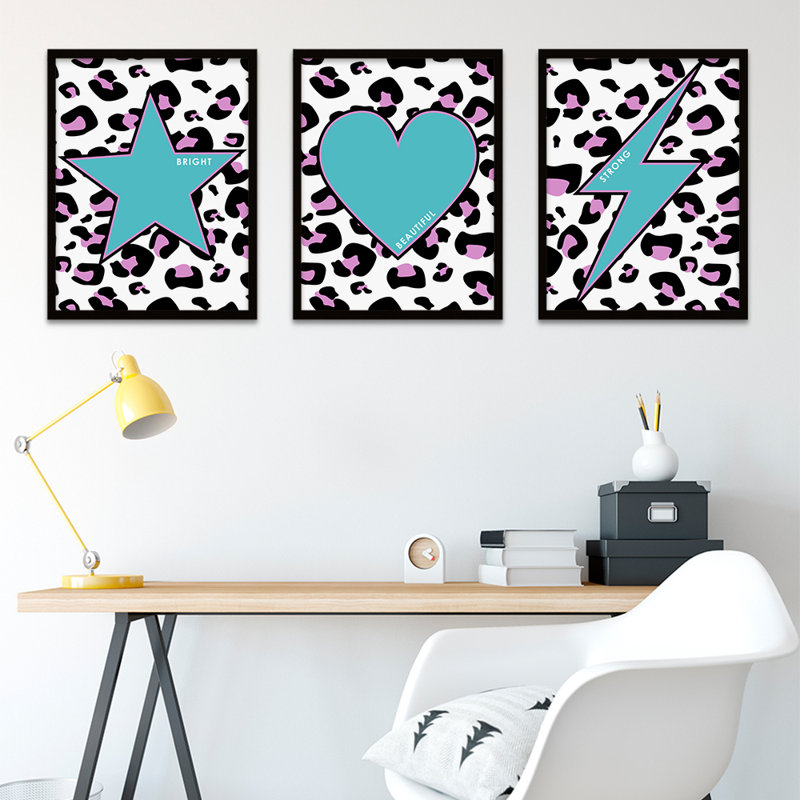 Leopard Strong Beautiful Heart Reverse - 3 Piece Print Set