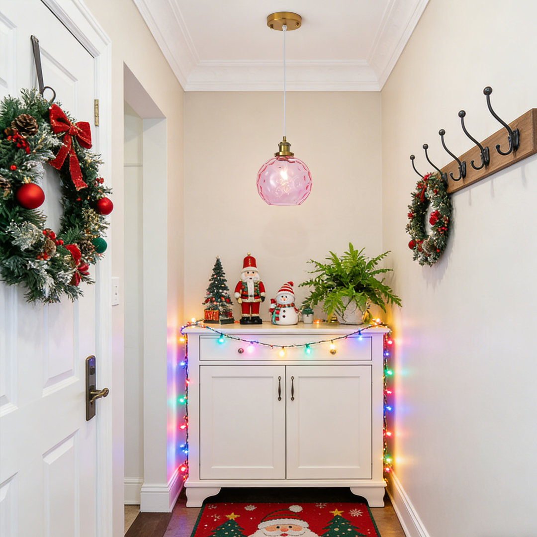 Joulane 1 - Light 8" Wide Modern Rustic Globe Single Pendant Lights With Glass Shade, Farmhouse Kitchen Lighting with E26 Socket Breakwater Bay Shade 