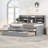 Twin Size Wooden Bed With Built-In Shelves, 3 Storage Compartments & Trundle In Grey Finish Twin-Size Captain Bookcases, Large Drawers-2002582768-2002582775
