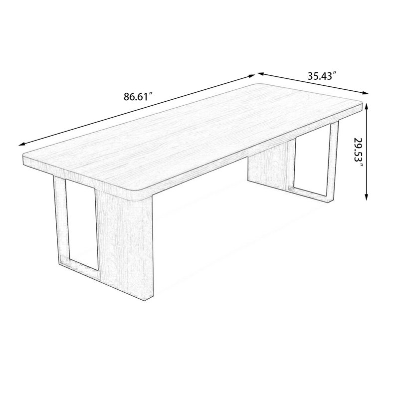 Bureau rectangulaire en bois massif noyer, H 29,53 po x l 86,61 po x P 35,43 po