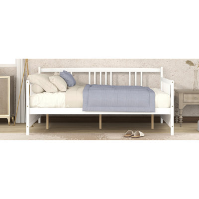Lit de jour blanc avec pieds de soutien, structure robuste, pour la chambre à coucher et le salon, rangement supplémentaire inclus multifonctionnel pour l'espace, fourni