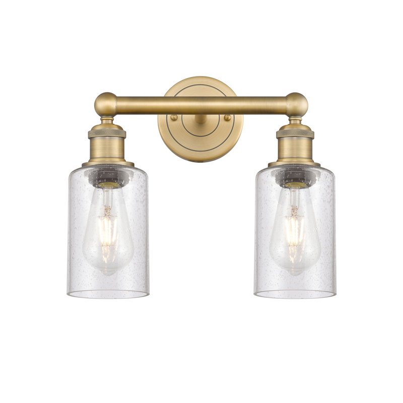 Éclairage pour meuble-lavabo à 2 lumières 12,875 pouces Caldello, Laiton brossé, Bullé