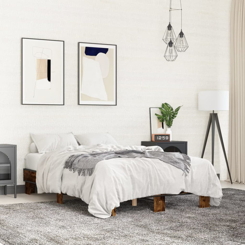 Otylie Bed Frame, DE Size - 140 x 190 cm, Smoked Oak