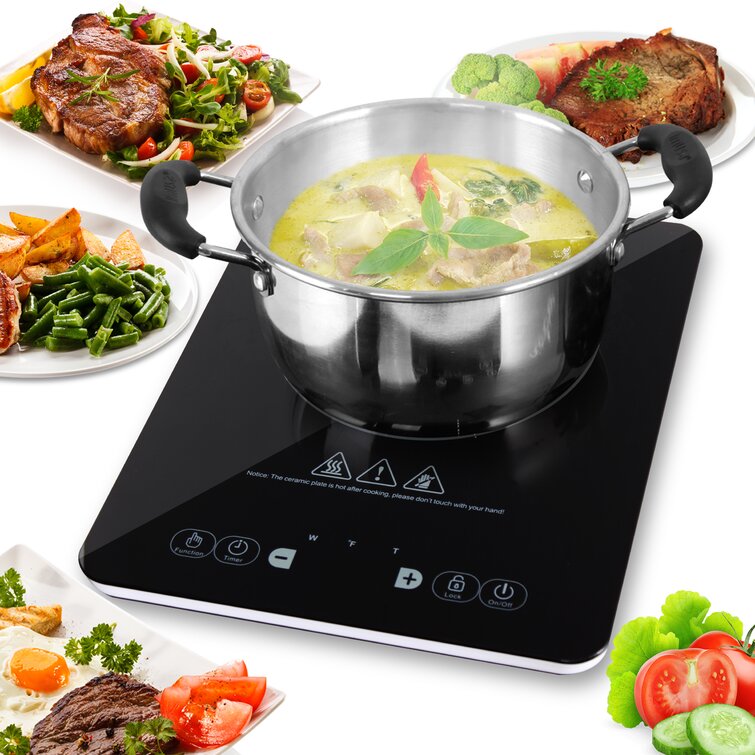 NutriChef Dual 120V Electric Induction Cooker - 1800w Portable Digital  Ceramic Countertop Double Burner Cooktop w/ Kids Safety Lock - Works w/