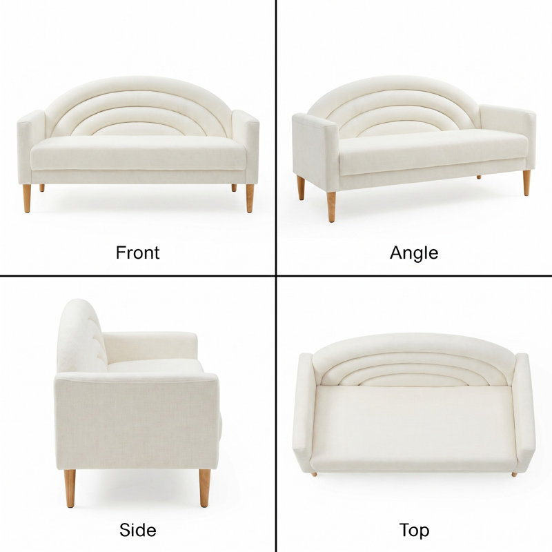 Michala Upholstered Loveseat, Cream Polyester, 31.5" H x 64.17" W x 30.7" D
