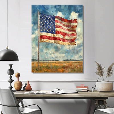 Us Flag On D-Day Invasion Wwii IV - Modern Metal Art Print, USA Patriotist Metal Wall Art