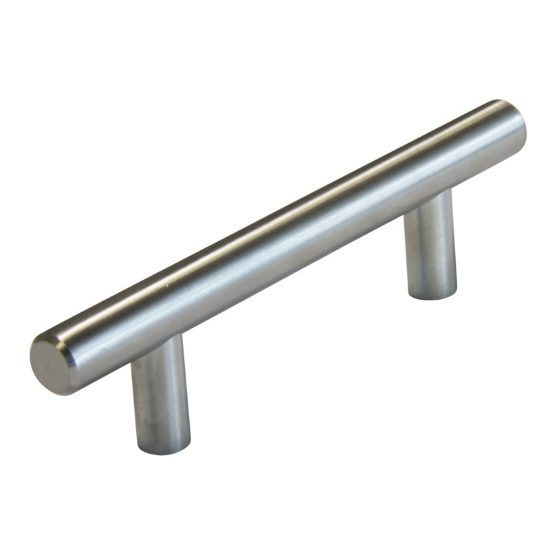 Poignée barre en T moderne, 2 1/2", Acier inoxydable brossé, 1