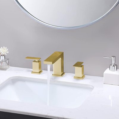 Gold Widespread 3 Hole, 2-handle Bathroom Sink Faucet