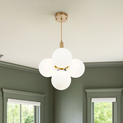 Modern 4 - Light Dimmable Linear Sphere Chandelier
