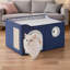 Lit pour chat pliable bleu extra large, multi-chat convenant aux portes à compartiments pour chat, lit d'intérieur pour chat avec boule suspendue et poteau à griffes.-1175042360