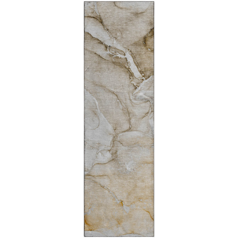 Premium Machine Washable Cerrito AMF516 Brown Rug, Runner 2'3" x 7'6"