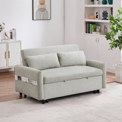 55.1" Pull Out Sleep Sofa Bed Loveseats Sofa Couch With Adjsutable Backrest