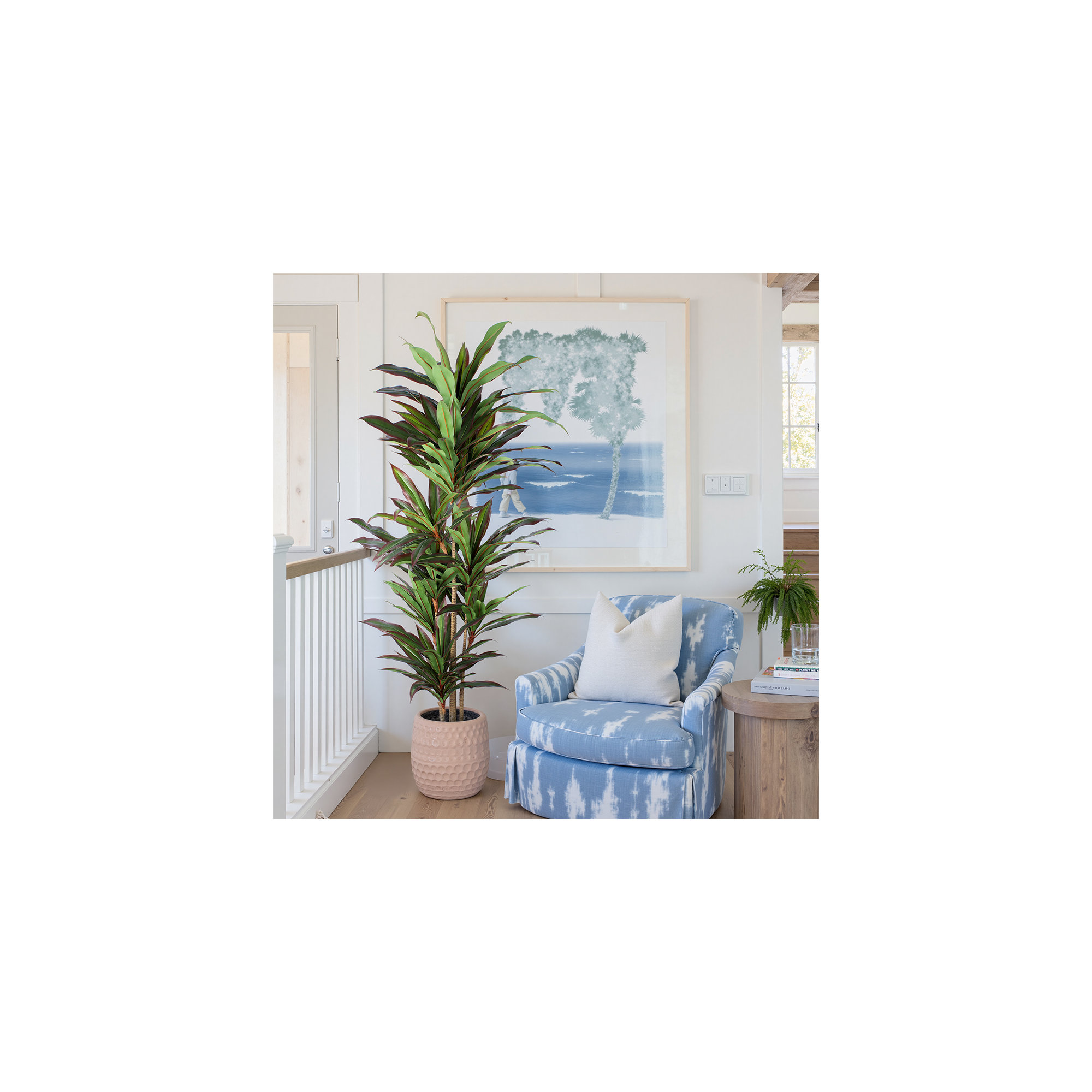 Faux Dracaena Tree In Plastic Pot Indoor Outdoor Decor, 70.87