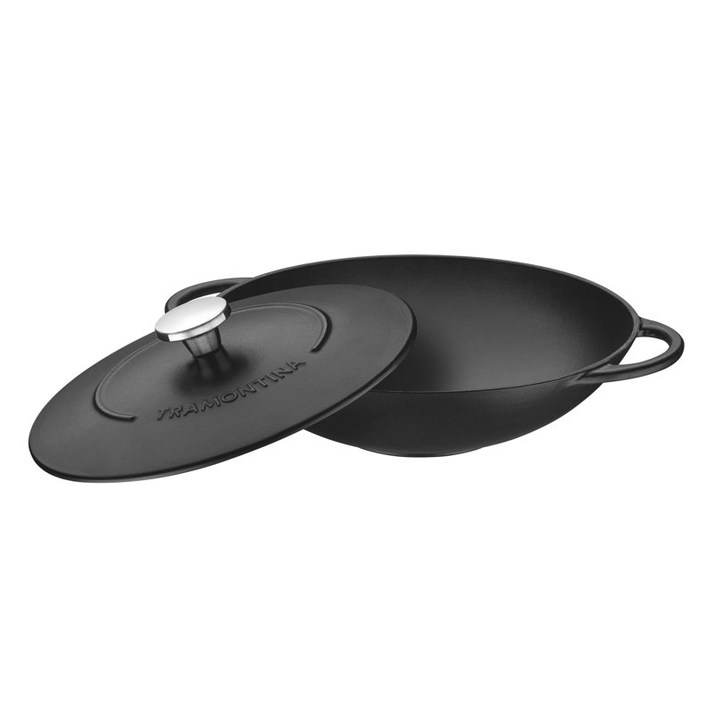 Trento 32cm Cast iron Wok with Lid