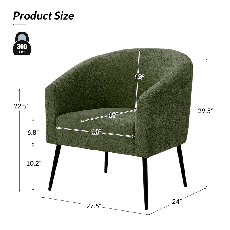 Chaise avec accoudoirs modernes 27,5 po Cadie, Polyester forêt