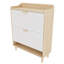 Armoire de rangement pour chaussures de style nordique 31,5 pouces avec 2 tiroirs rabattables, organisateur autoportant avec pieds en bois massif pour le vestibule, étagère à chaussures étroite (blanc et bois massif de couleur assortie)