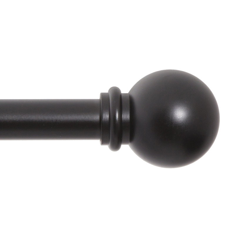 Wayfair Basics Ball End Single Curtain Rod, 28-48" or 48-86" Adjustable Length, 5/8" Dia. Steel, Black, 48" - 86" 