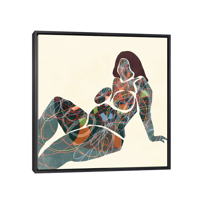 «Nude III» par Ana Rut Bré - impression d'art graphique, Toile avec cadre noir patiné, Aucun mat
