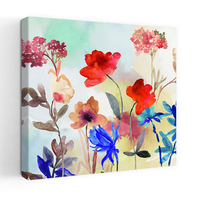 Mélange printanier, art floral abstrait, H 36 po x l 36 po