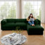 Canapé modulaire en L rembourré avec repose-pieds avec rangement en L-288154875