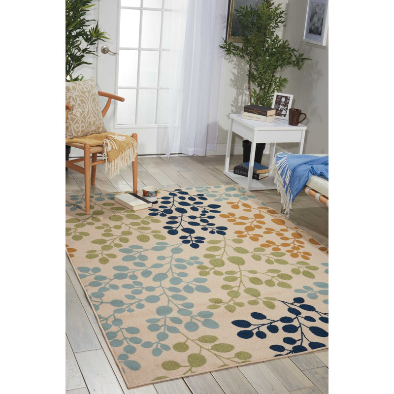 Carah Floral Indoor / Outdoor Rug, Rectangle 5'3" x 5'3"