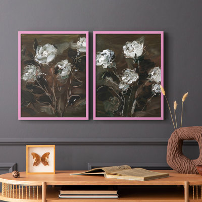 White & Copper Floral I-Premium Framed Print -Ready to Hang - No Nails Required - No Nails Required