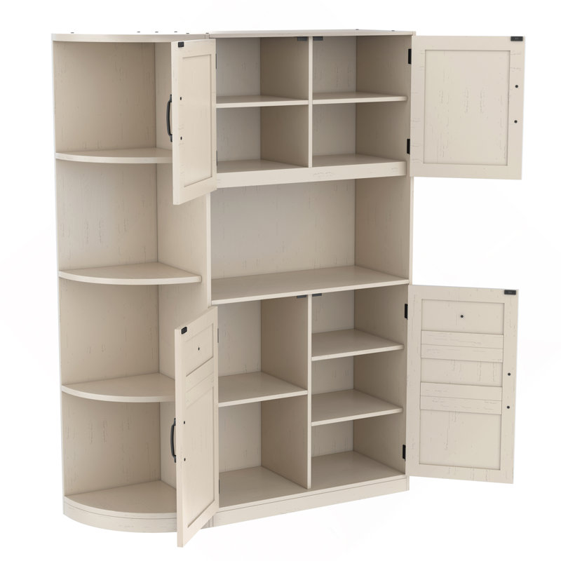 Multifunctional Left-Right Combination Hall Cabinet (Can Be Used Separately) With Storage And 4 Hooks, Storage Cabinet/ Hall Tree 2 In 1 For Living Room, Kitchen And Hallway