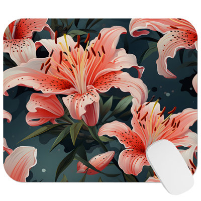 Floral Lily Flowers IV Tropical Gaming Cute Office Laptop Desk Pad Gift Mat Square Rectangle Non-Slip Mousepad