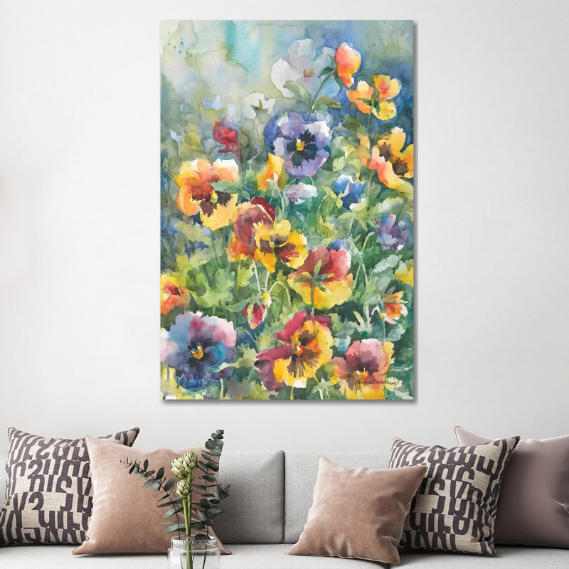 «Image Perfect Pansies» par Annelein Beukenkamp - reproduction d'art, H 60 po x l 40po x P 1,5 po, Toile tendue, Aucun mat