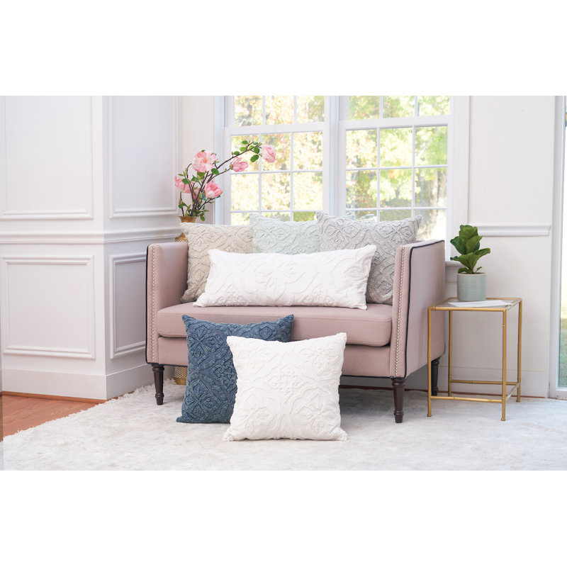 Brittania Throw Square Pillow Cover & Insert, White