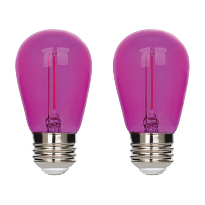 2 Watt (40 Watt Equivalent) Pink S14 Omni Filament LED Light Bulb Medium (E26) Base, 2-Pack