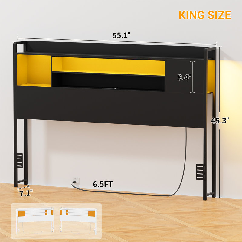 Tête de rangement avec lumières DEL et station de charge, Double TG, Noir