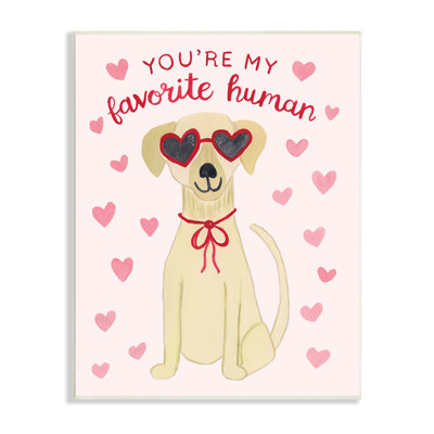 " Favorite Human Dog Pink Hearts Wearing Sunglasses " by Heather Strianese