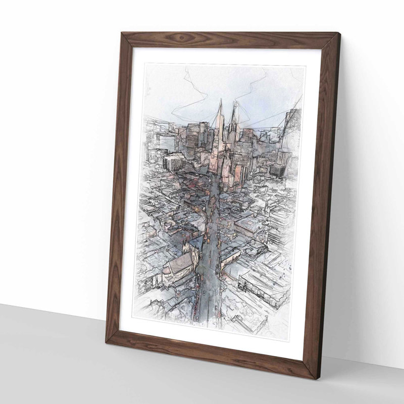 Downtown San Francisco - Picture Frame Painting Print, Walnut Framed, 45cm H x 33cm W x 2cm D