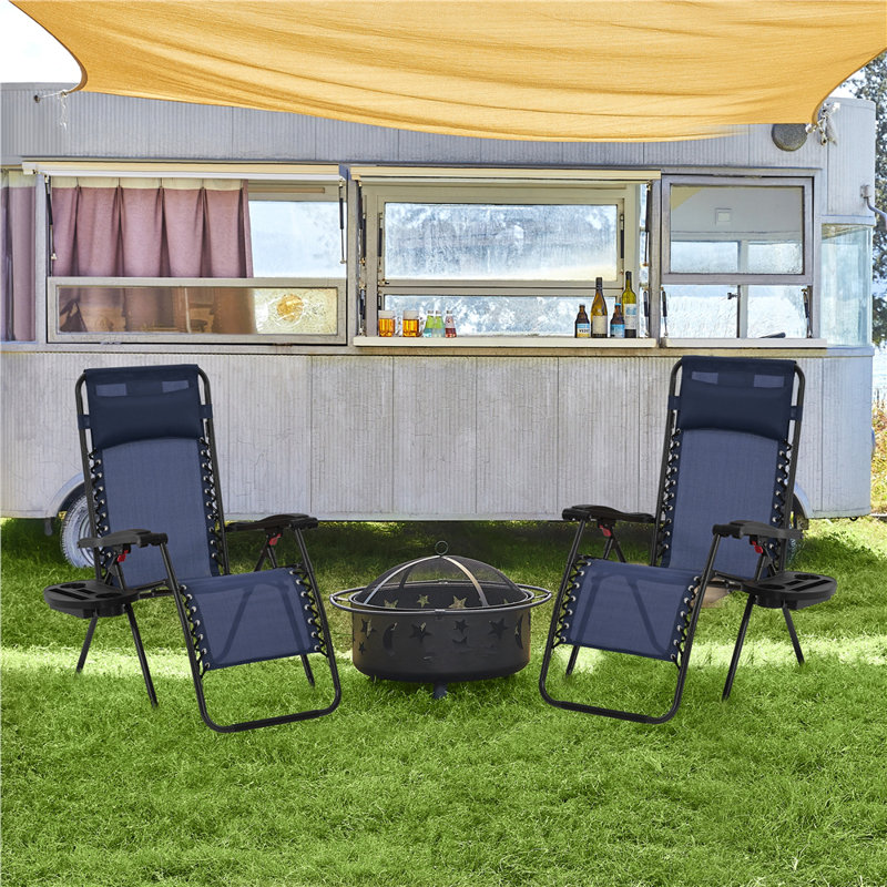 Color Folding Beach Chair, Navy Blue